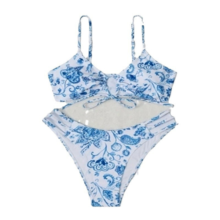 Dame Bikini-sæt med blomsterdesign og raffineret snøring Skovae