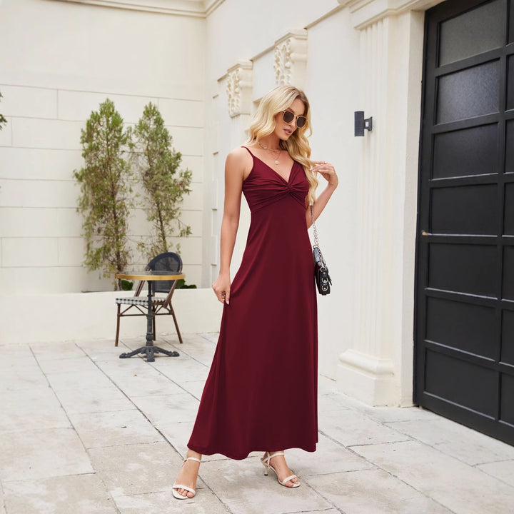 Dame Spaghetti stropper draperet Maxi-kjole Stilla