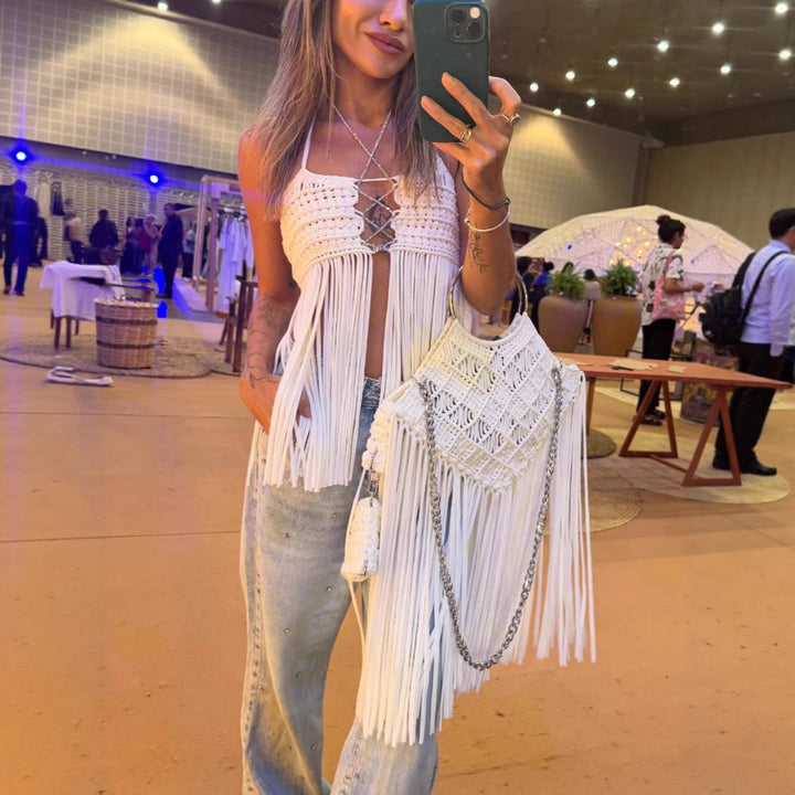 Dame Trendy Strandbluse med netlignende struktur Stilla