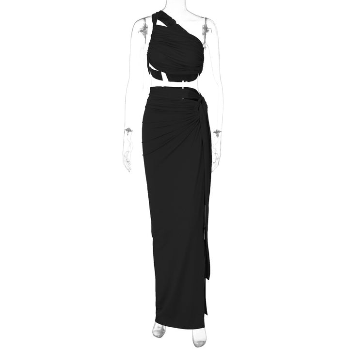 Dame Raffineret en-dels sæt med asymmetrisk snit og elegant drapering Stilla