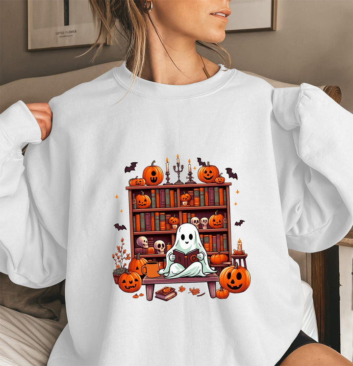 Kvinders sweatshirts med efterårsinspireret creepy motiv og afslappede puffærmer Stilla