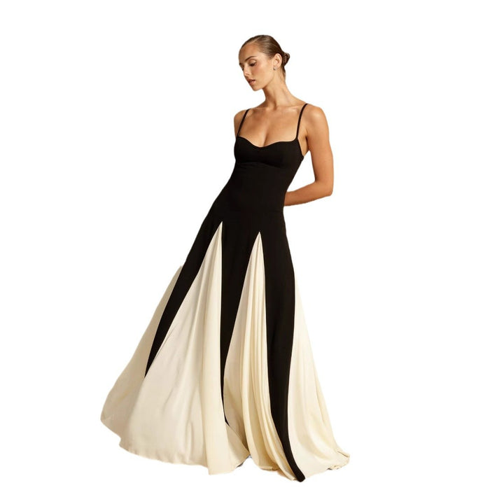 Dame Elegant Aften kjole med asymmetrisk kant og fine flæser Stilla