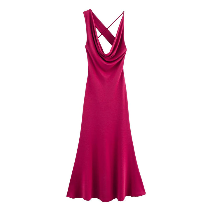 Dame Cowl Neck Maxi Kjole med krydsede stropper Stilla