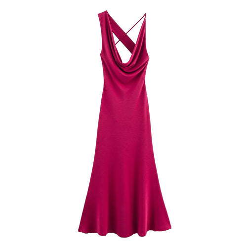 Dame Cowl Neck Maxi Kjole med krydsede stropper Stilla