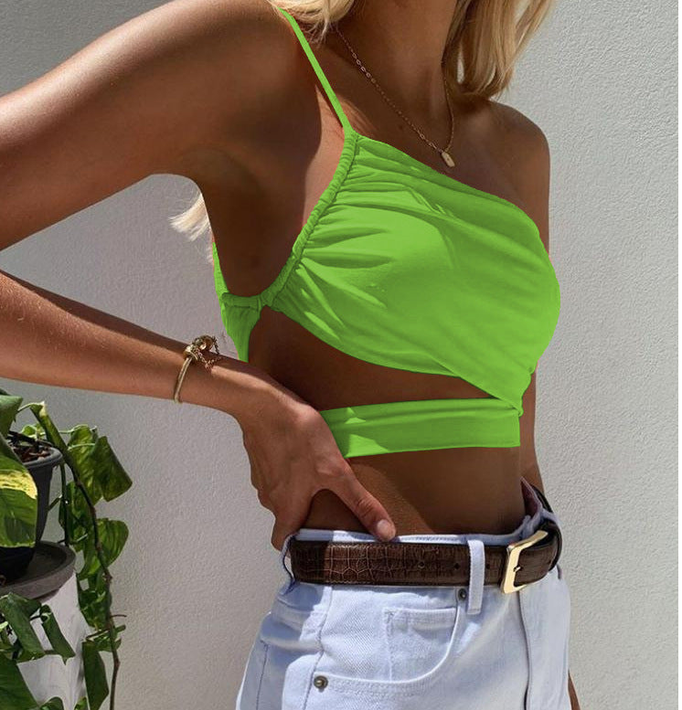 Kvinder asymmetrisk cutout crop top Stilla