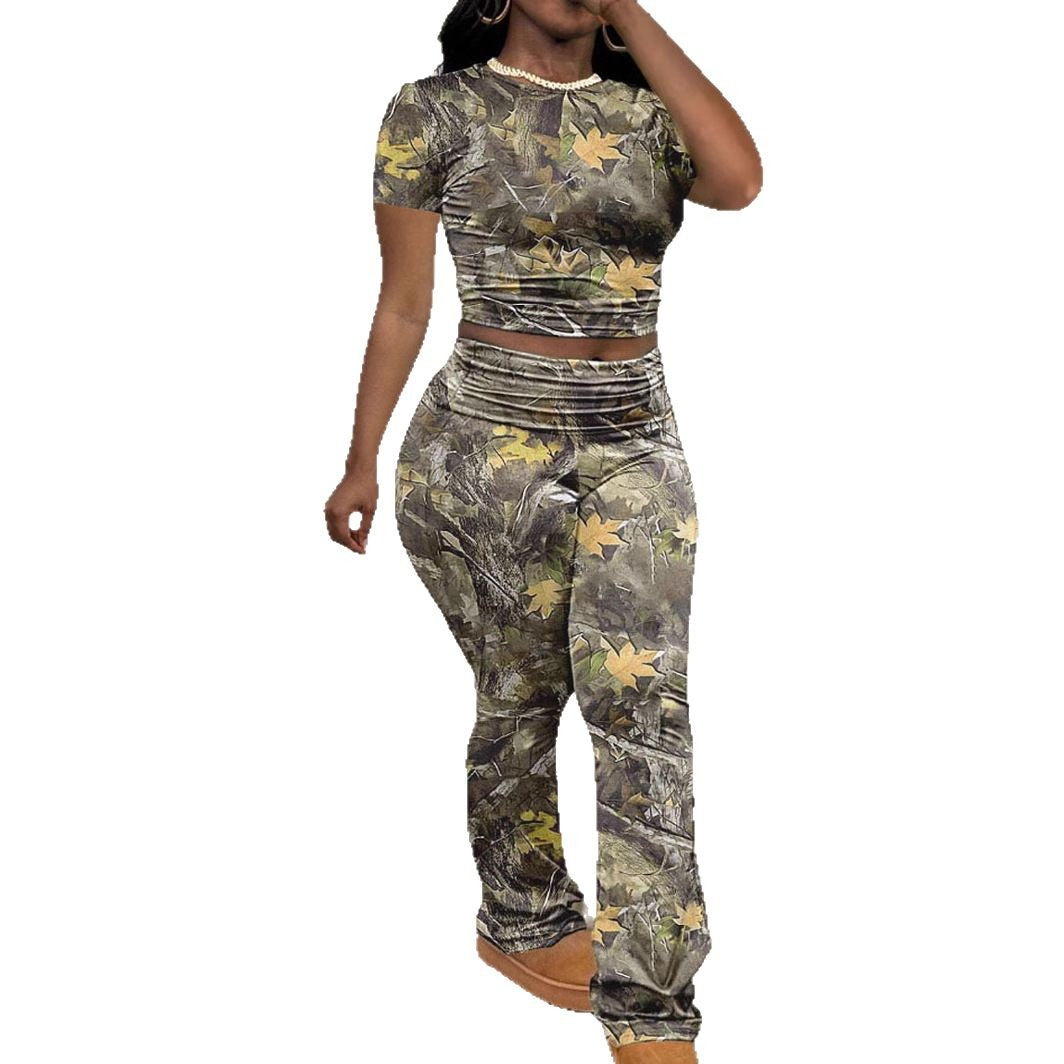 Dame Camouflage Tryk Lounge Sæt Stilla