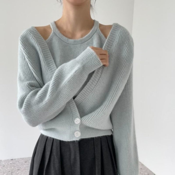 Kvinder cropped cardigan med dyb V-hals og knapdetaljer Stilla