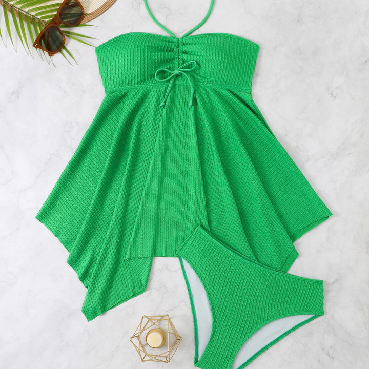 Dame Tankini med asymmetrisk ruffles detaljer og justerbar top Stilla