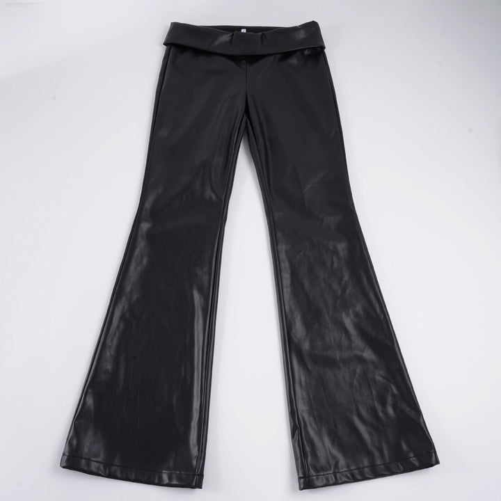 Dame fashion flared pants in imitation leather Skovae