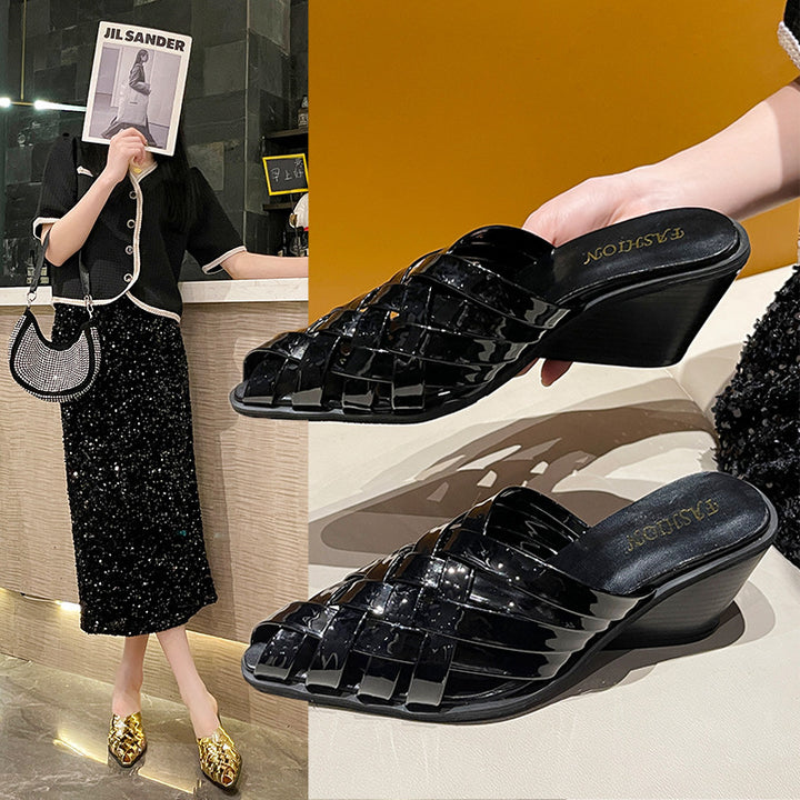 Dame Woven Slide Mules med kilehælv Stilla