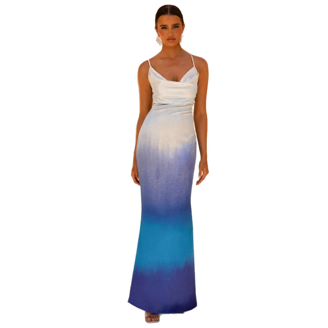 Dame elegante maxi kjole med blød ombre effekt Skovae