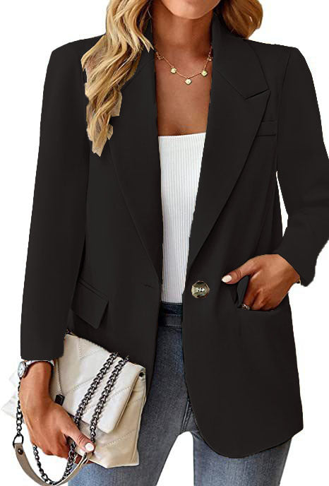 Dame elegant Oversize-blazer med draperet snit og praktiske lommer Stilla