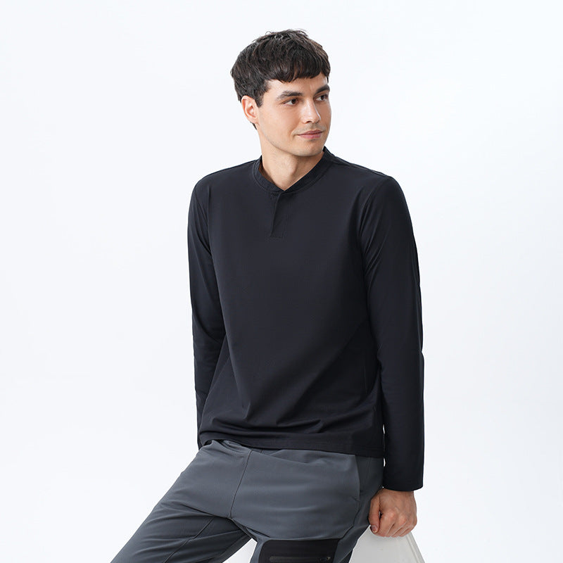 Herren Langarmshirt med komfortabel krave og innovativ materialeteknologi Stilla