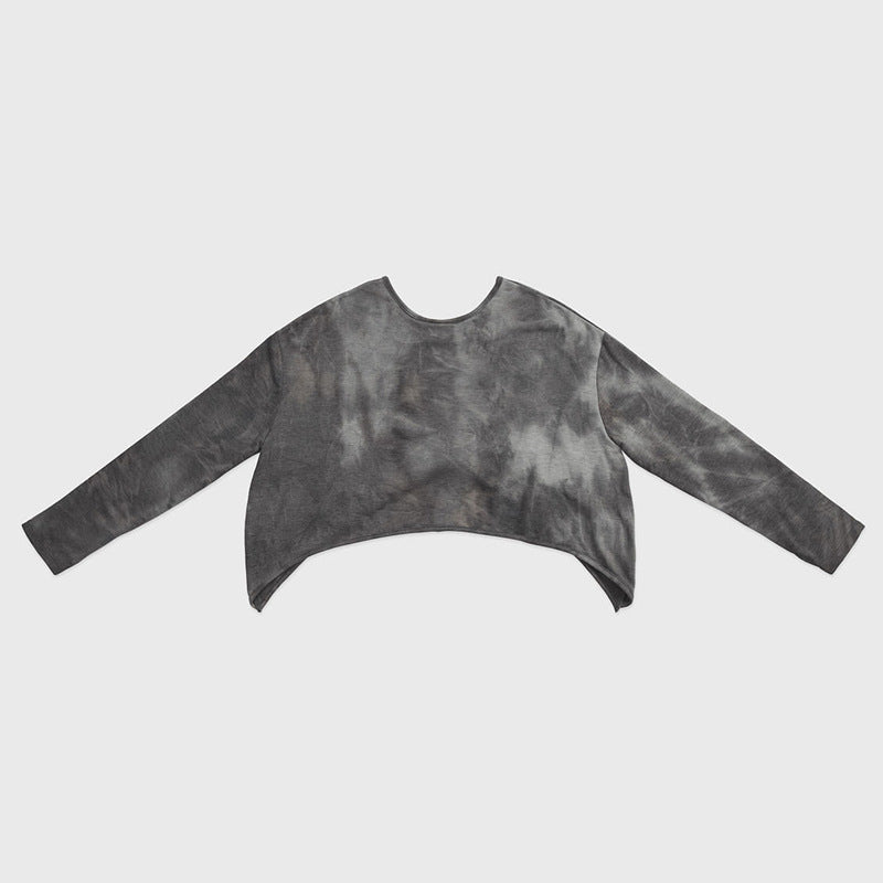 Dame afslappet cropped sweater i batikdesign Stilla