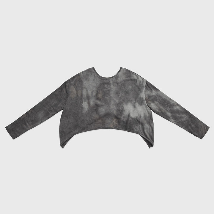 Dame afslappet cropped sweater i batikdesign Stilla