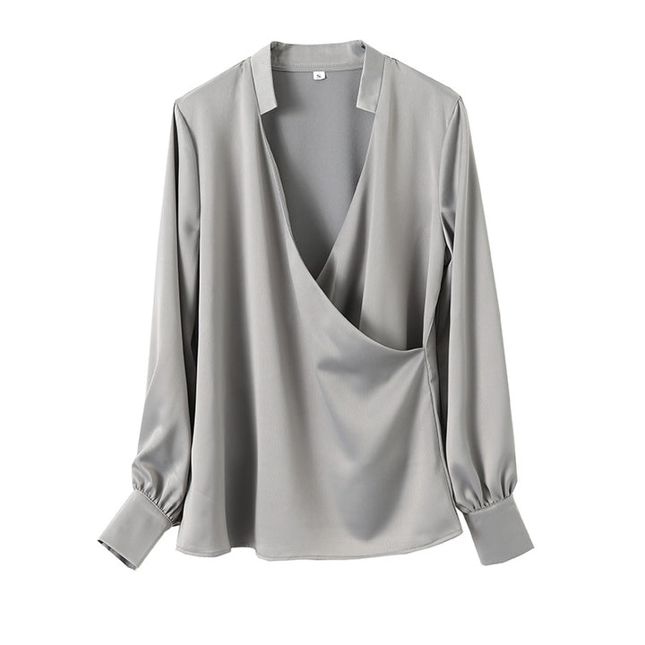 Dame elegant indpakningstop med detaljeret V-hals Stilla
