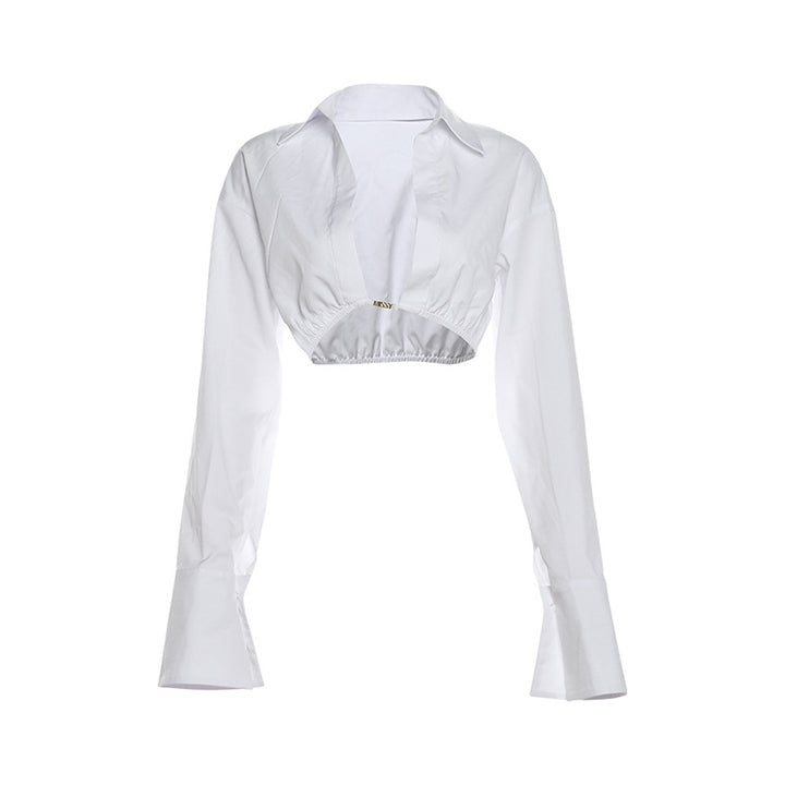 Dame Crop-bluse med elegante lange ærmer og talje Stilla