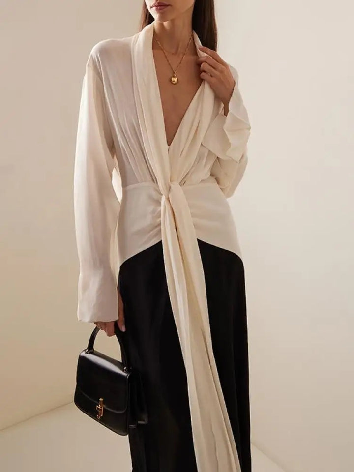 Dame wrap kjole med elegant talje og flydende snit Stilla