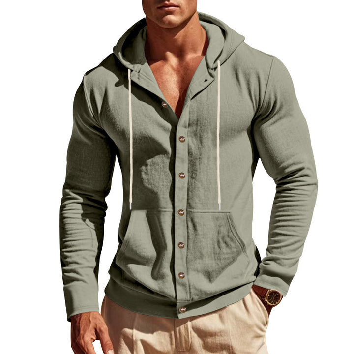 Herrer mode hoodie med struktureret design og praktiske knapper Stilla