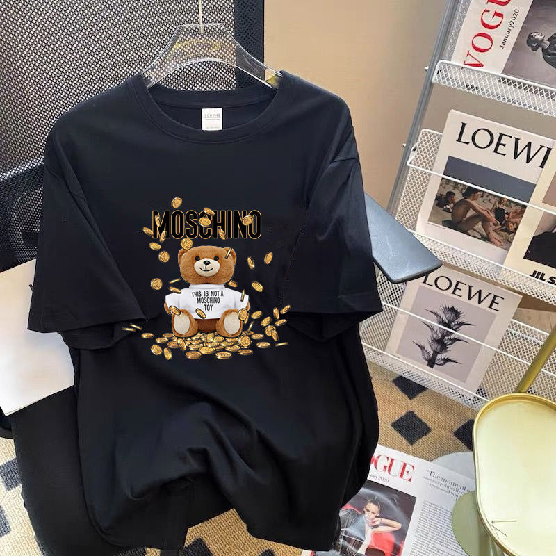 Dame T-shirt med unik bjørnemotiv og trendy tryk Stilla