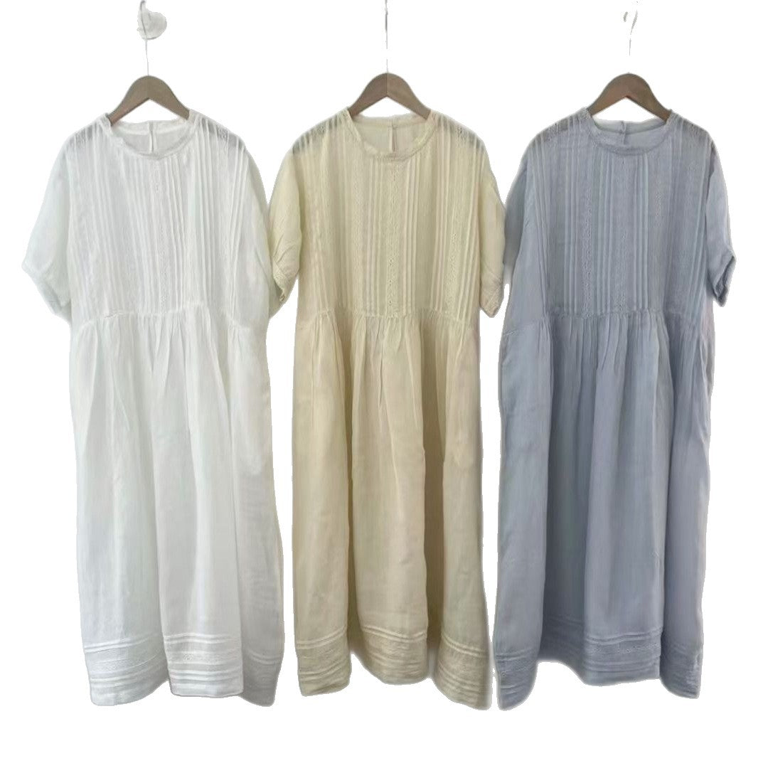 Femme Let Broderi A-linje Kjole Stilla