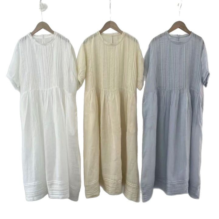 Femme Let Broderi A-linje Kjole Stilla