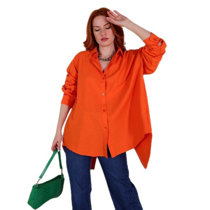 Dame oversized skjorte med asymmetrisk søm Stilla