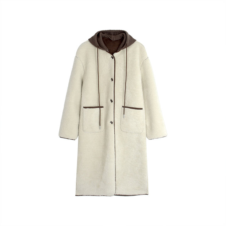 Dame Oversized Uld-Jakke med luksuriøst Teddy-Materiale Stilla