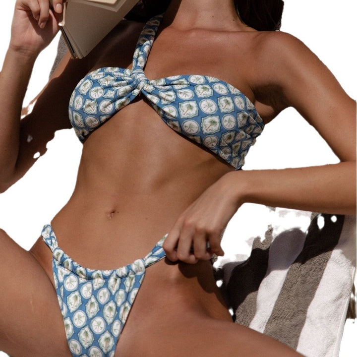 Femme One-Shoulder Mønstret Bikini Sæt Stilla