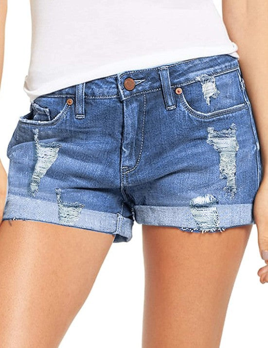 Dame Ripped Jeans-Shorts Stilla