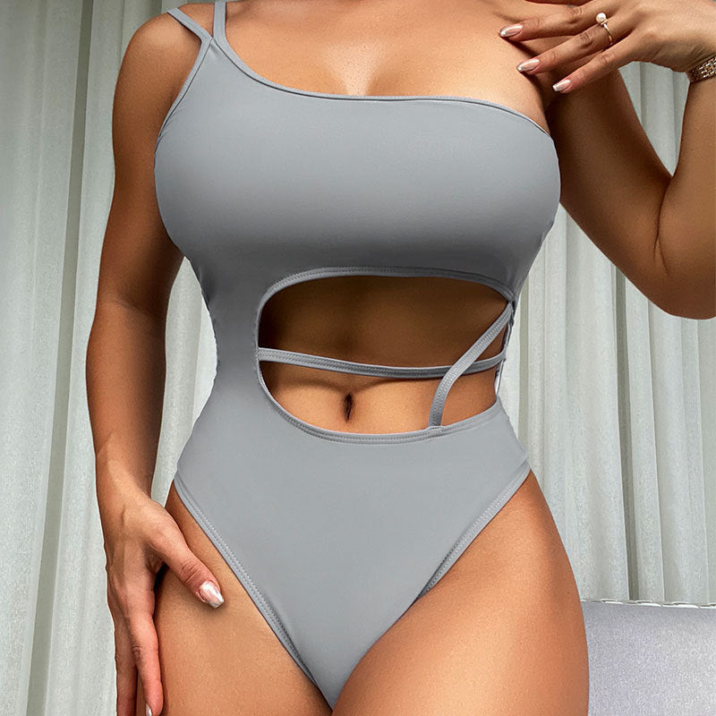 Dame Cut-Out ensfarvet badedragt Stilla