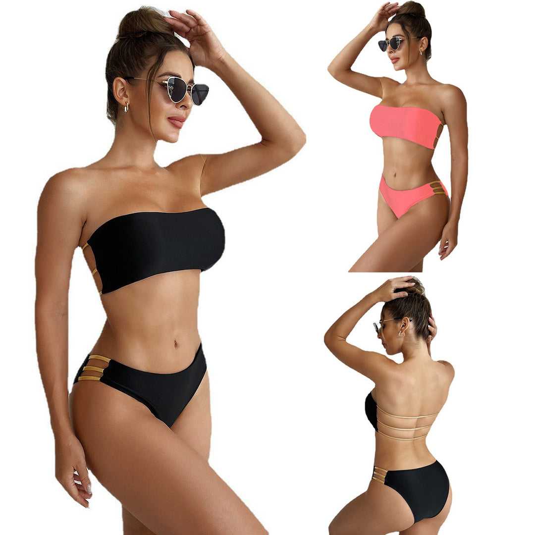 Dame Bandeau-Bikini-sæt med sideløft og moderne design Stilla