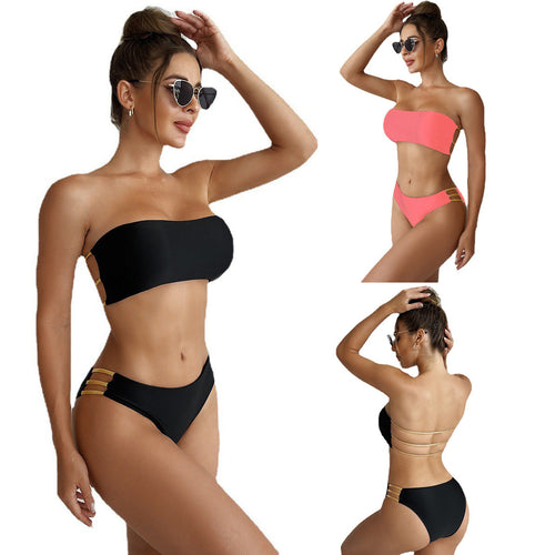 Dame Bandeau-Bikini-sæt med sideløft og moderne design Stilla