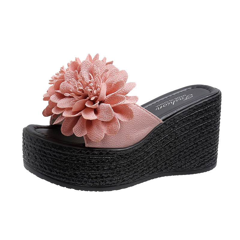 Dame Wedge-Pantoletten med blomsterdekoration og skridsikker sål Stilla