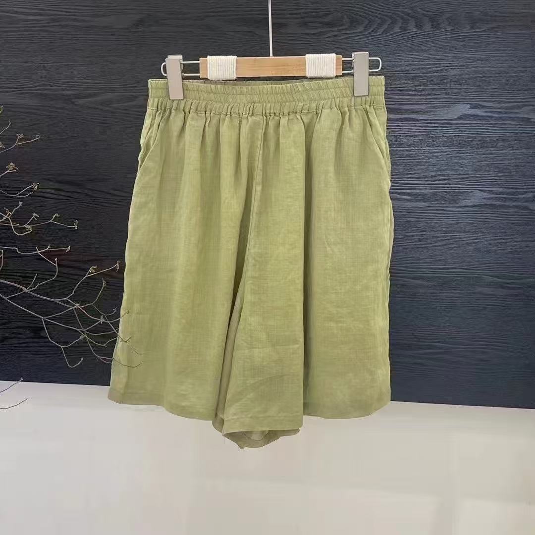 Dame Relaxed Fit Højtaljede Lærred Shorts Stilla