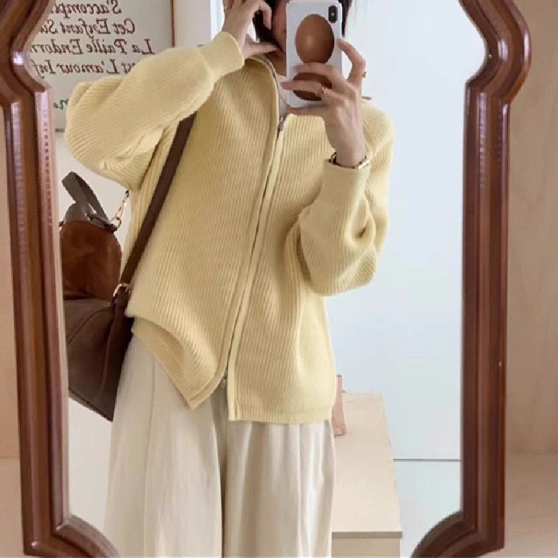 Kvinder cardigan med fastgjort lynlås og oversized snit Stilla