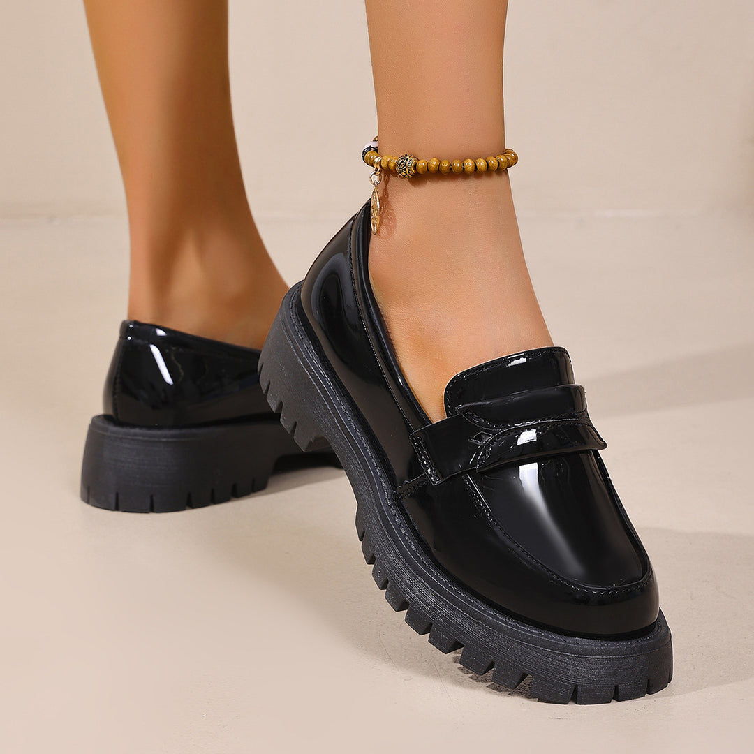 Dame Chunky Loafers med blankt overmateriale og skridsikker sål Stilla