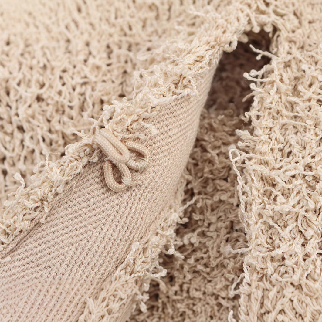 Femme Struktur Strik Cardigan med Frynsesleeve Stilla