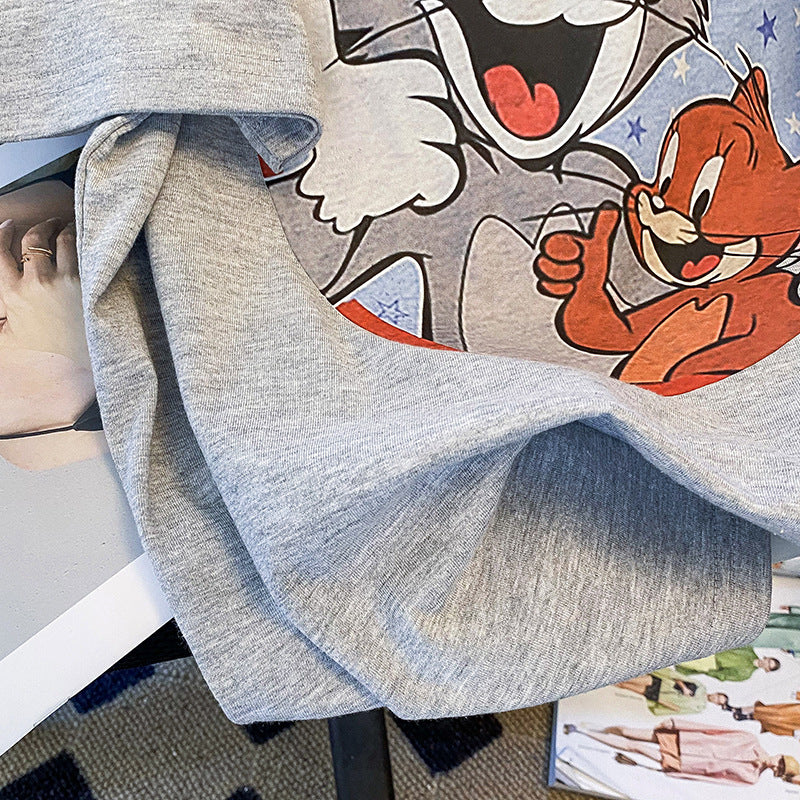 Dame T-shirt med kreativ Tom og Jerry grafiktryk Stilla