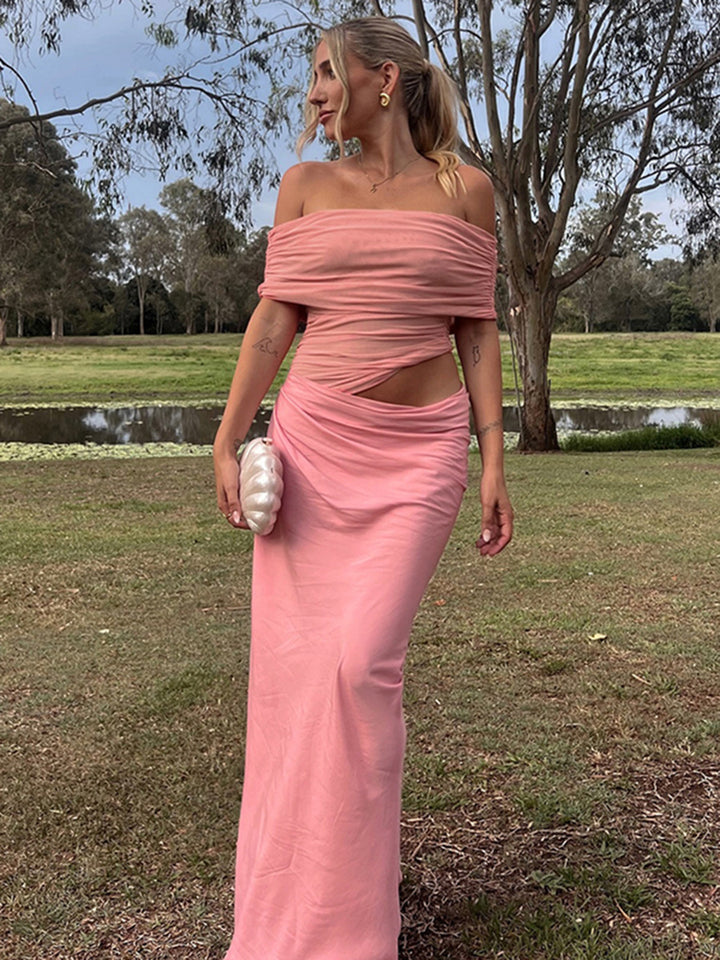 Dame Elegant Wrap Kjole med Off-Shoulder Design og Draperingseffekt Skovae