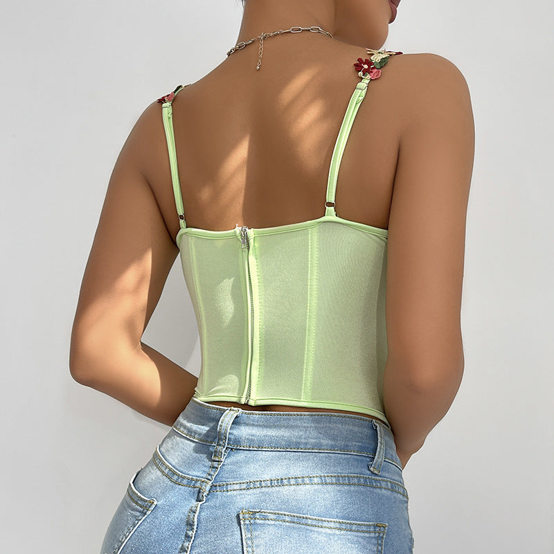 Dame Bustier med florale broderier og luksuriøs satin Stilla