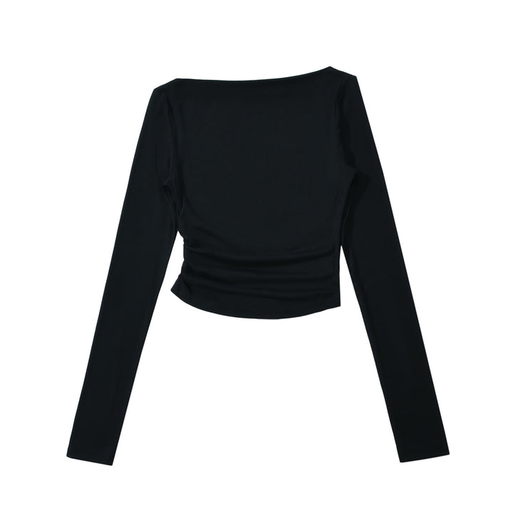 Dame elegant langærmet top med raffineret ruffle detalje og tætsiddende pasform Stilla