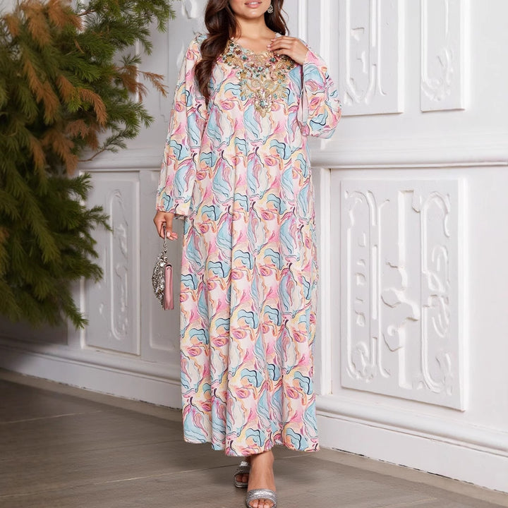 Dame Bohemian-stil Floral Maxi Kjole med dekoreret detalje Stilla