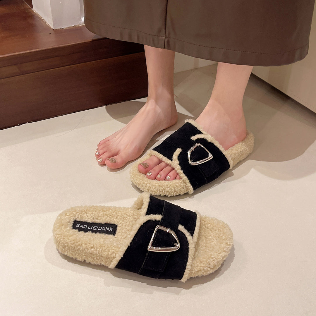 Femme Cozy Faux Fur Slide Sandaler Stilla