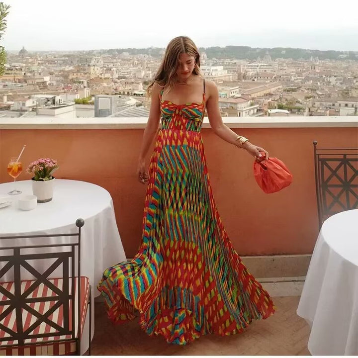 Femme Spaghetti strop Bohemian Maxi Kjole Stilla