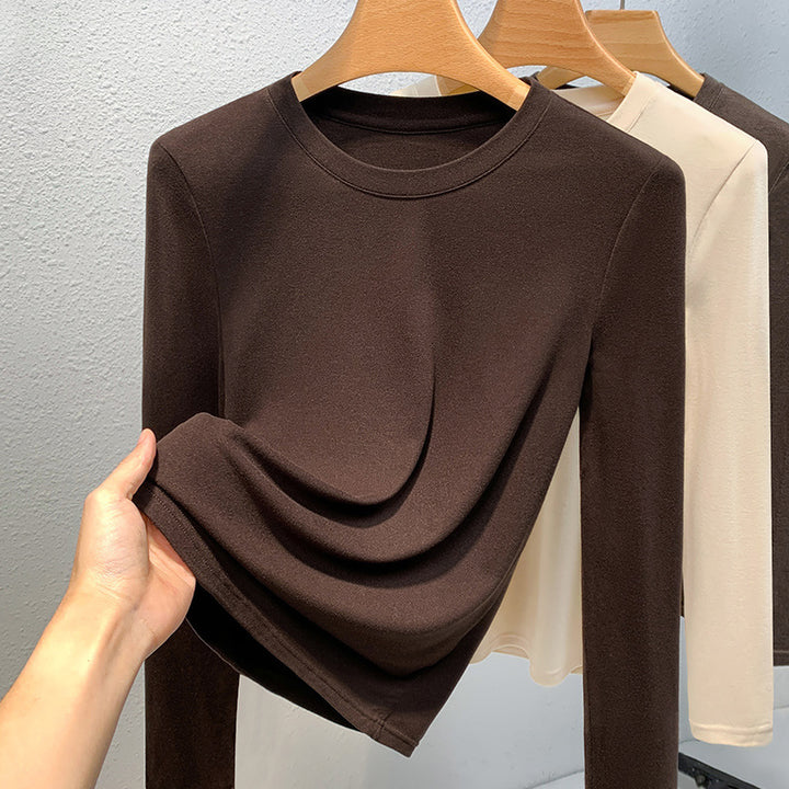 Dame Longsleeve-shirt med innovativ draperet design Stilla