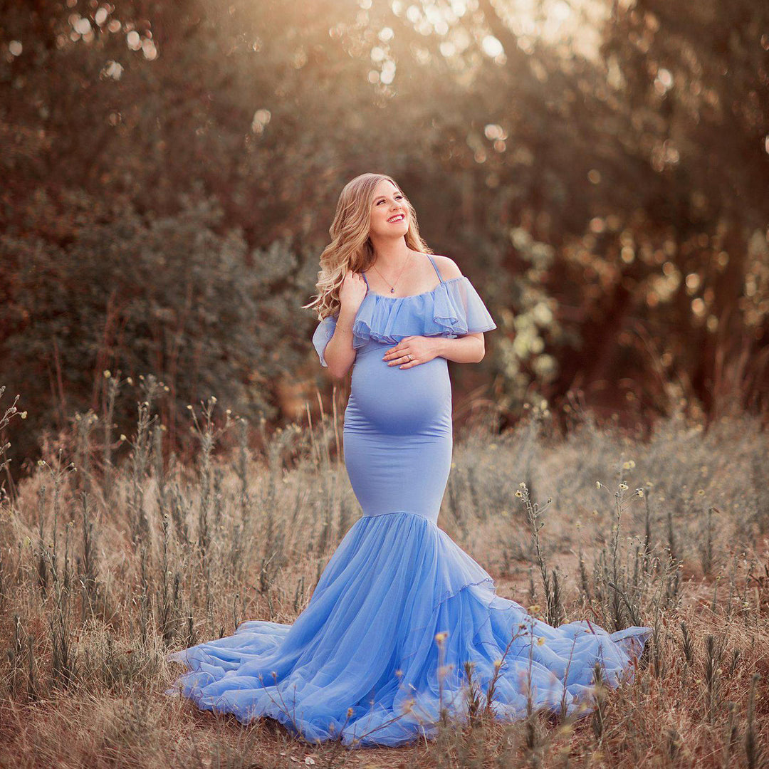Dame Off-Shoulder Havfrue Maxi Kjole Stilla
