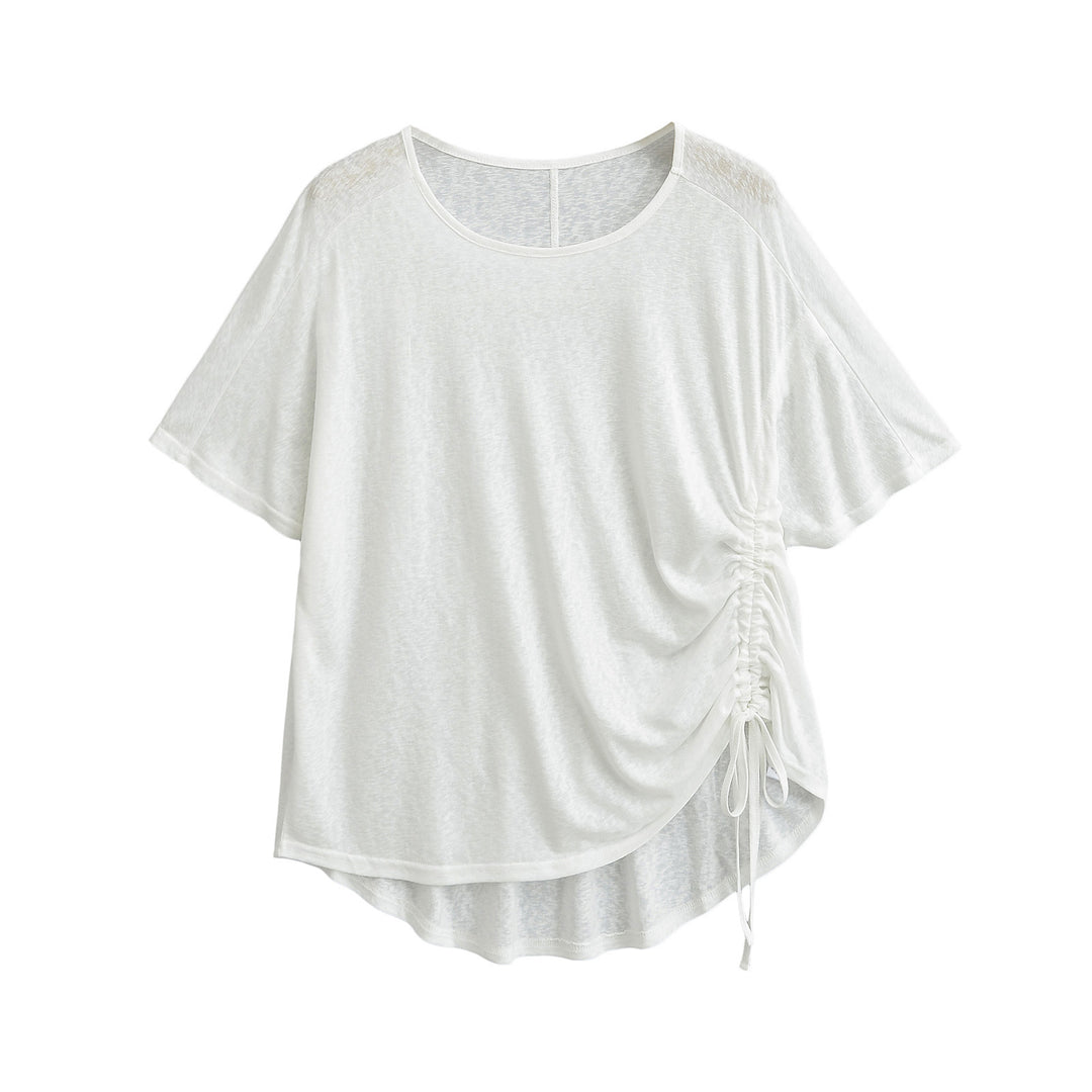 Dame afslappet indpakningsbluse med elegante rynker Stilla