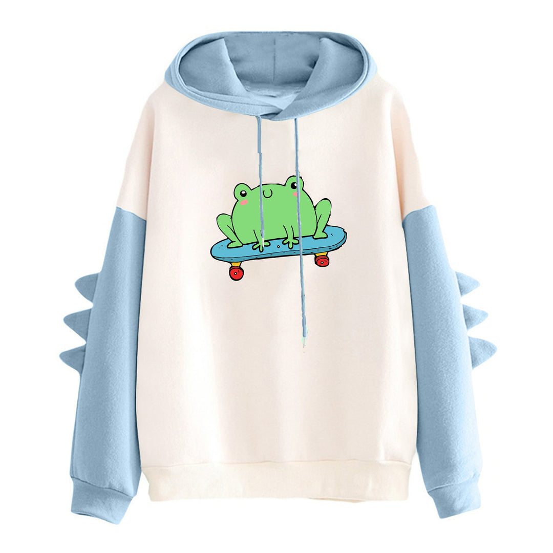 Dame hoodie med fed frødesign Stilla
