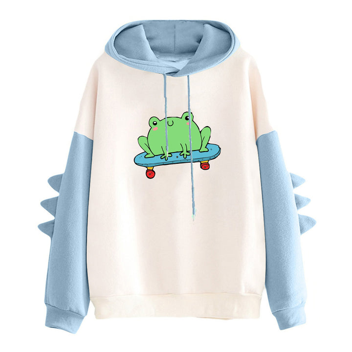 Dame hoodie med fed frødesign Stilla